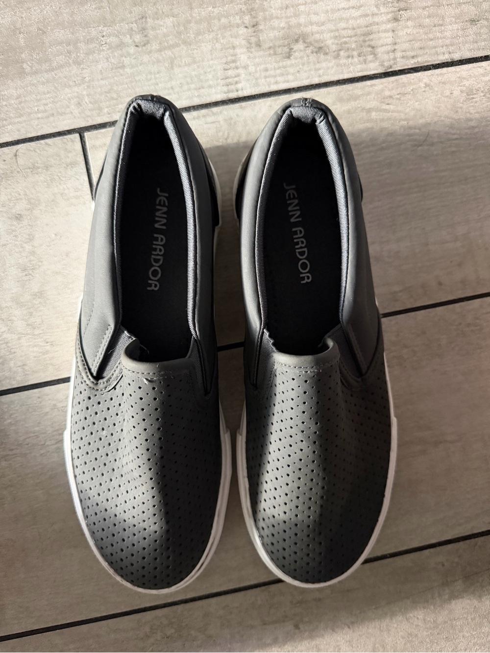 Jenn Ardor Charcoal Gray Slip-On Perforated Loafers
